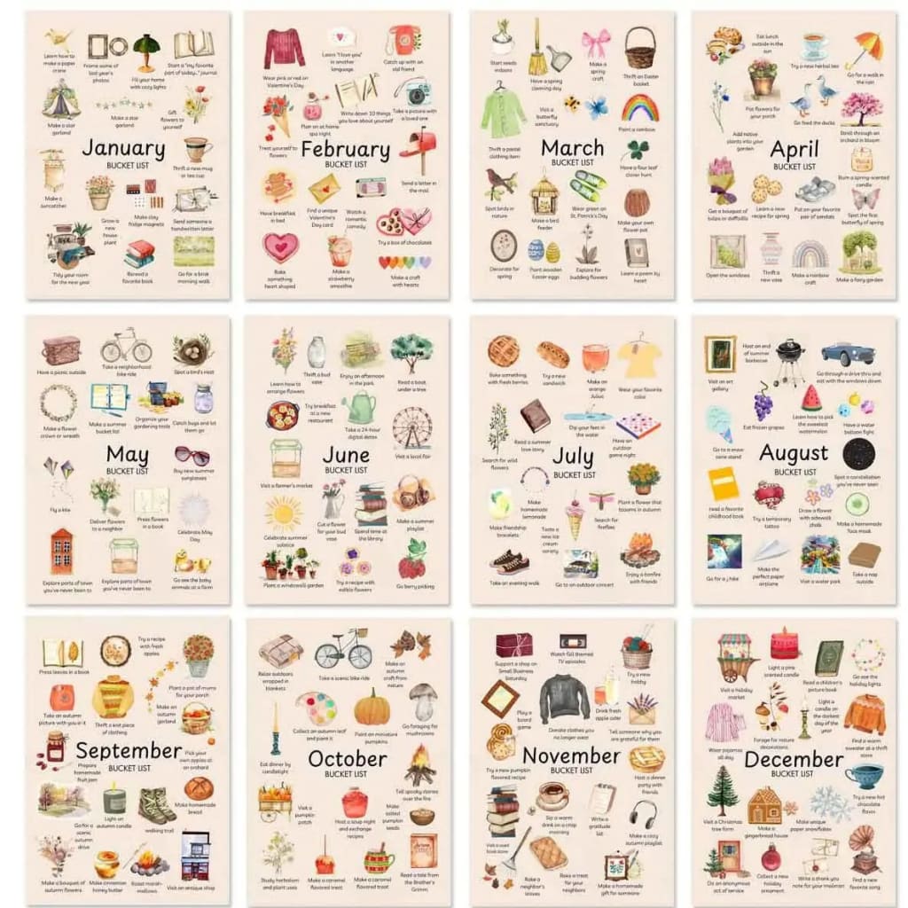 2026 Bucket List Spiral Calendar